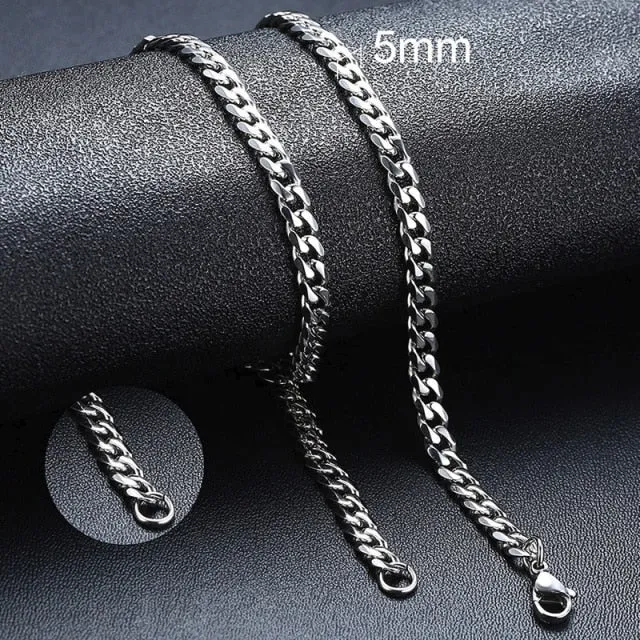 VenusFox Ant Angel Basic Punk Stainless Steel Necklace for Men Women Cuban Link Chain Chokers Minimalist Choker Necklace Hot Jewelry