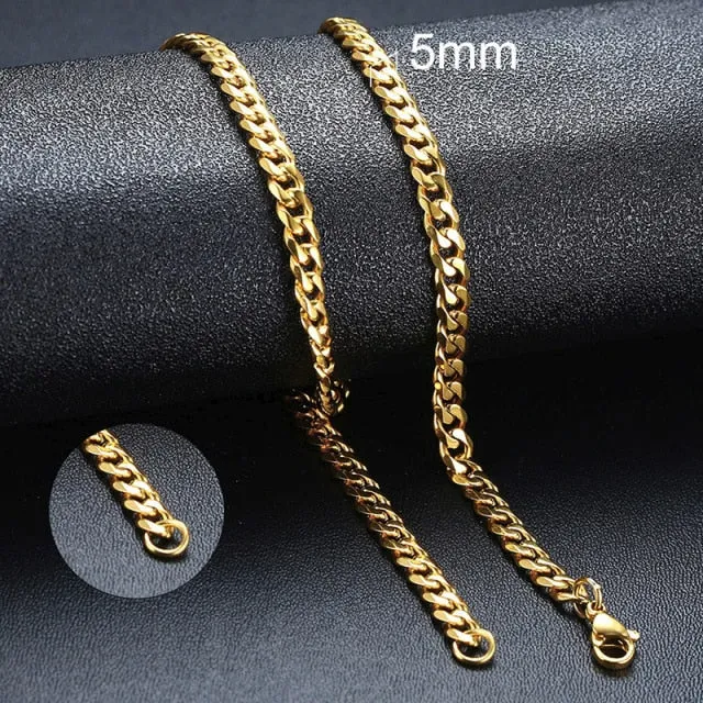 VenusFox Ant Angel Basic Punk Stainless Steel Necklace for Men Women Cuban Link Chain Chokers Minimalist Choker Necklace Hot Jewelry