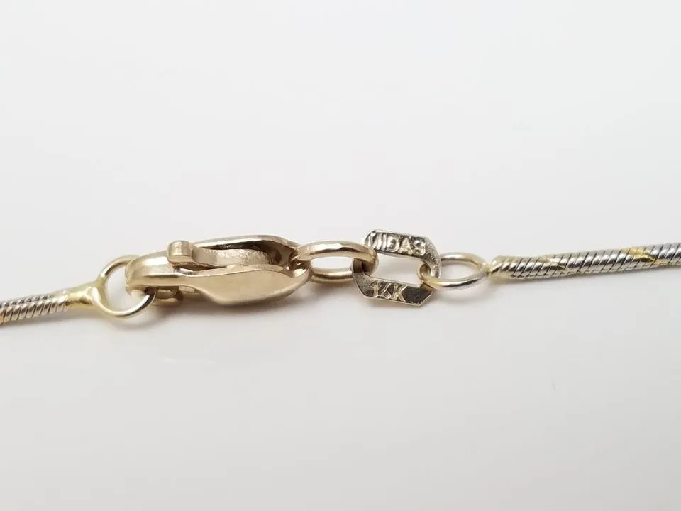 Versatile Solid 14k Two Tone Gold 20.75" Diamond Cut Snake Chain