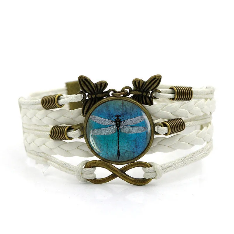 Vintage Amber Blue Dragonfly Time Gem Bracelet