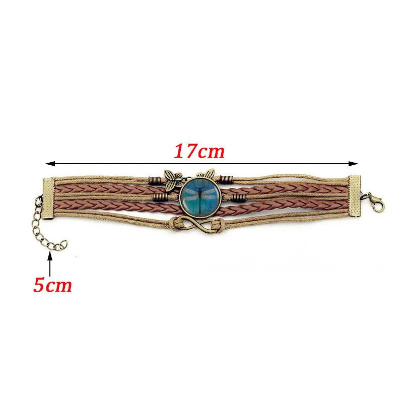 Vintage Amber Blue Dragonfly Time Gem Bracelet
