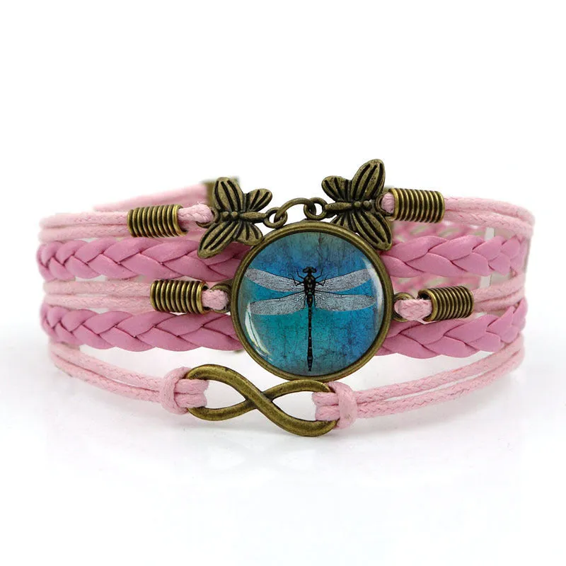 Vintage Amber Blue Dragonfly Time Gem Bracelet
