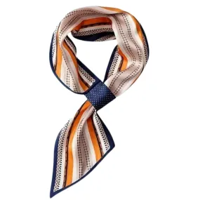 Vintage Horse Twilly Scarf in Orange/Navy Stripes