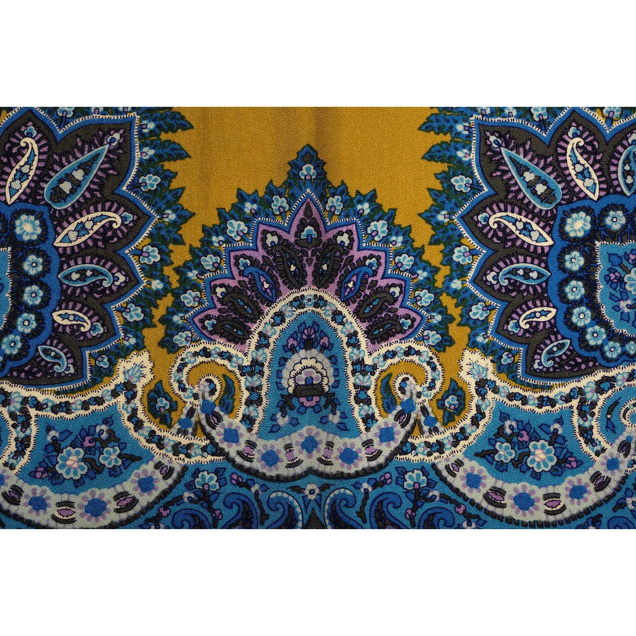 Vintage Liberty of London Ochre Silk Twill Scarf Ornate Pattern w Box 27”