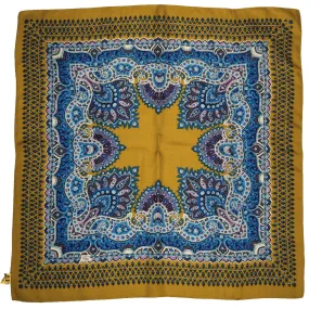 Vintage Liberty of London Ochre Silk Twill Scarf Ornate Pattern w Box 27”