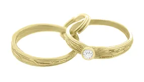 Vintage Wedding Charm with 2 Tiny Rings in 14K Gold | Bridal Charm
