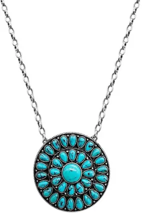 Western Concho Turquoise Pendant Necklace