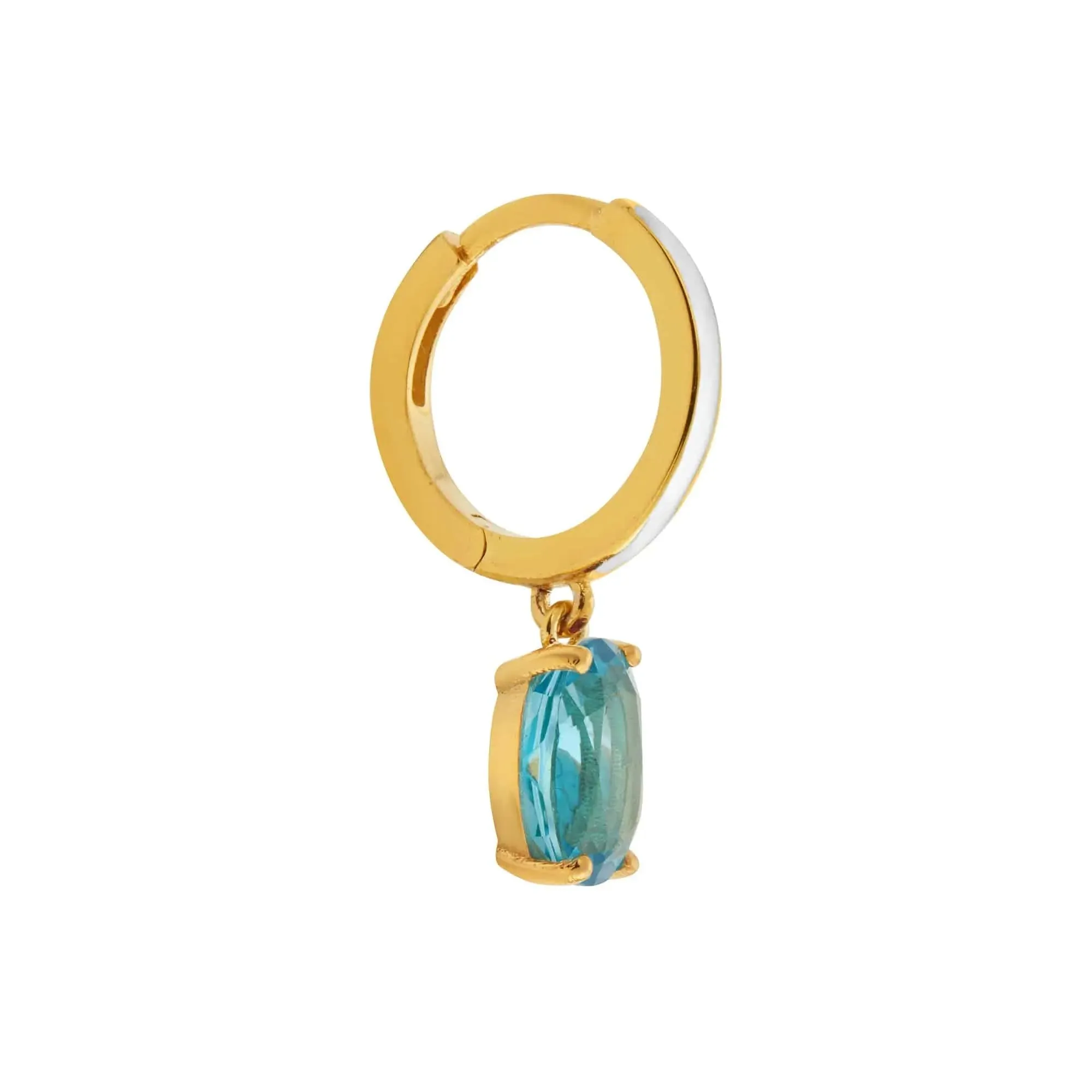 White Enamel & Blue Topaz Hoops