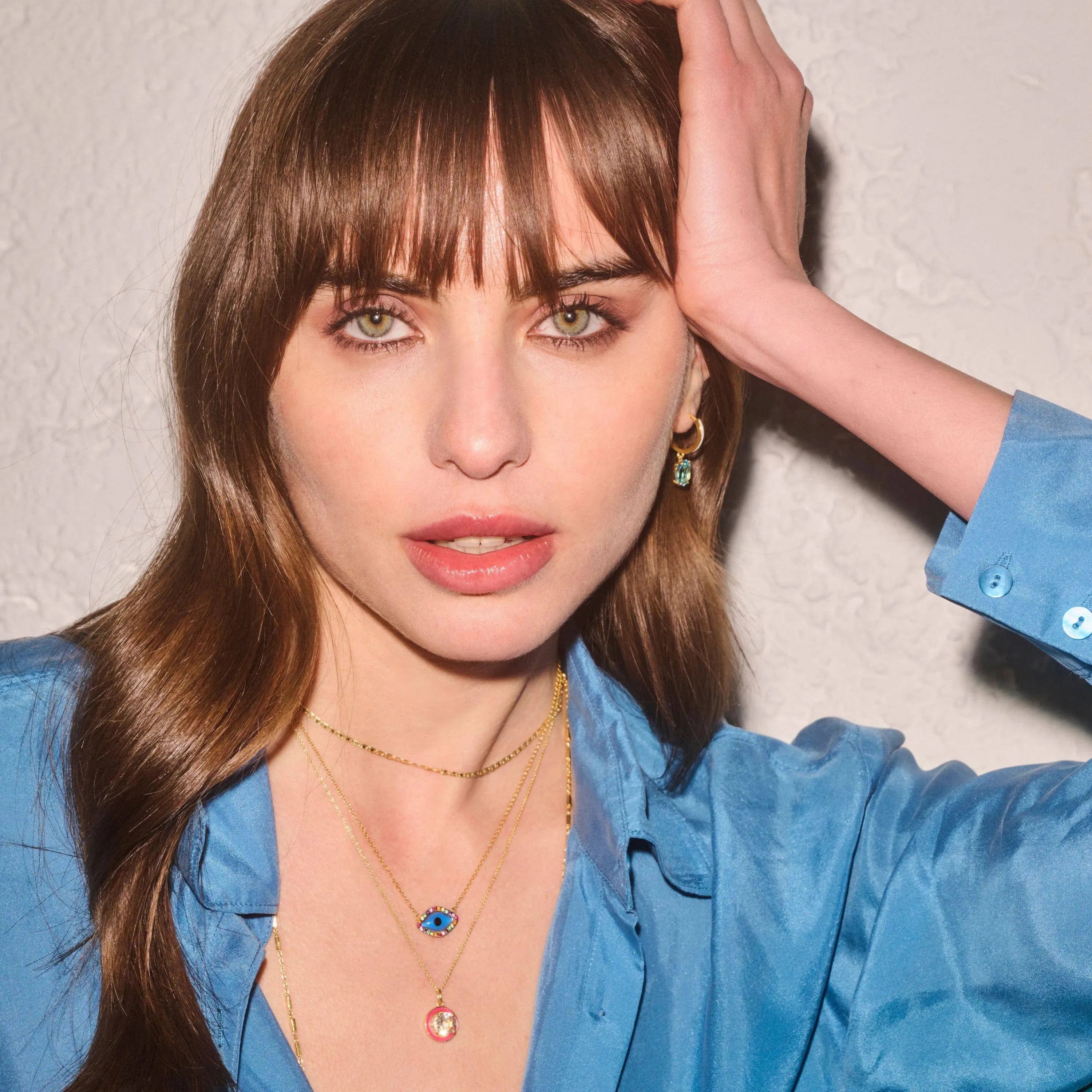White Enamel & Blue Topaz Hoops