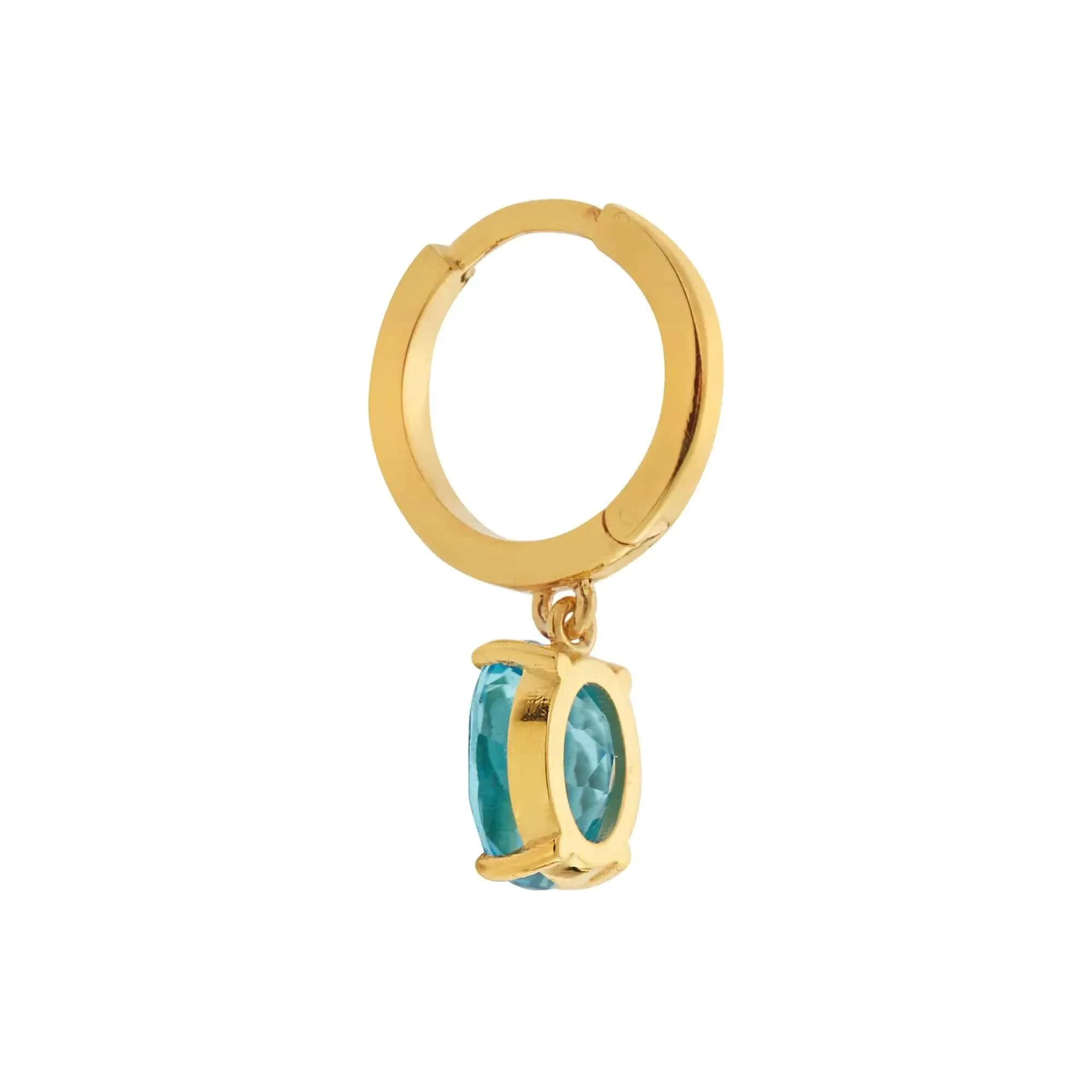 White Enamel & Blue Topaz Hoops
