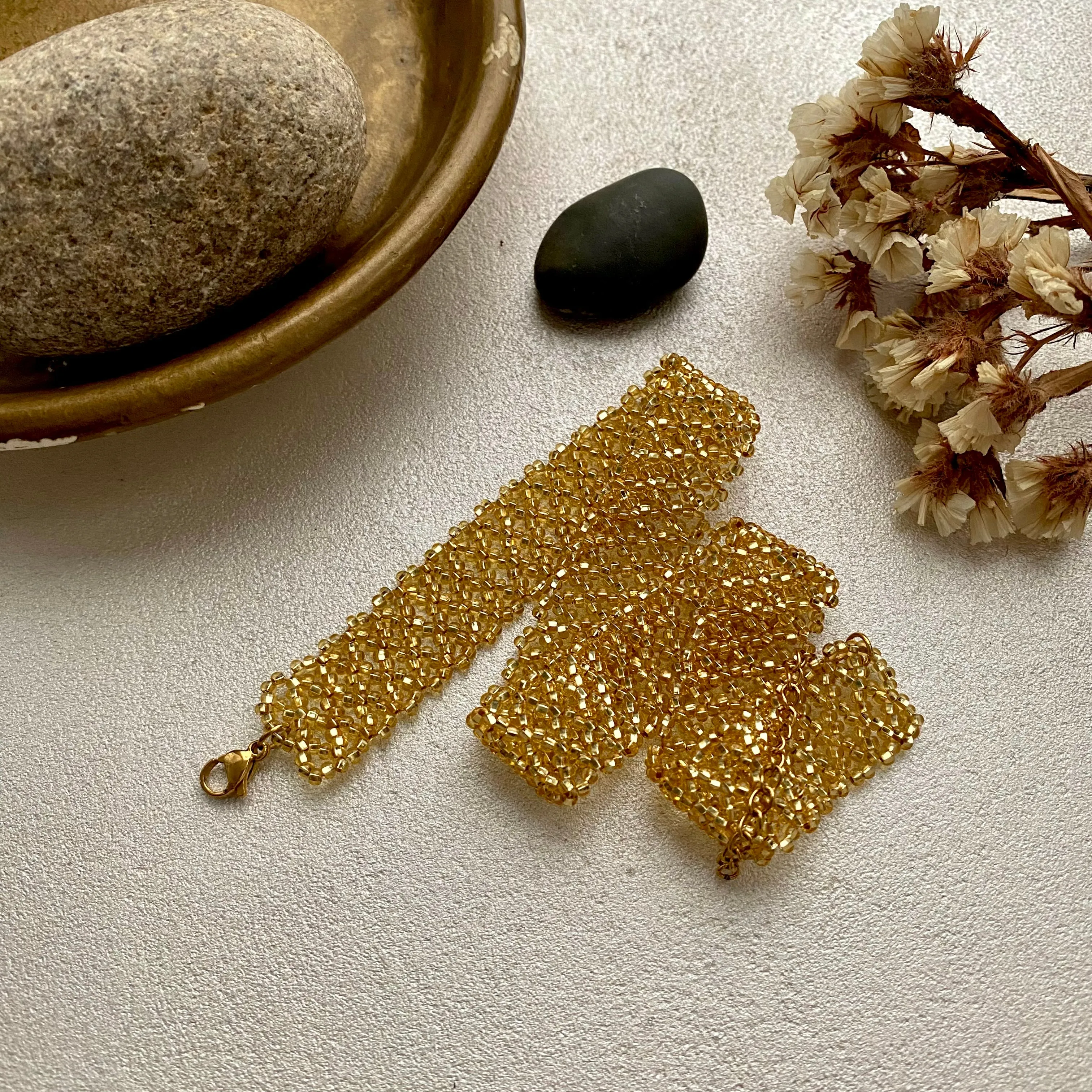 Wide Choker, Shiny Gold Seed Bead Choker Necklace, Sexy choker collar, Bead lace choker, Cool Unique choker, Statement choker