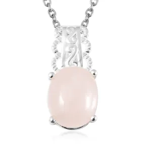 Women Rose Quartz Sterling Silver Chain Necklace Pendant 18" Ct 3.5 Pink Jewelry Birthday Mothers Day Gifts for Mom