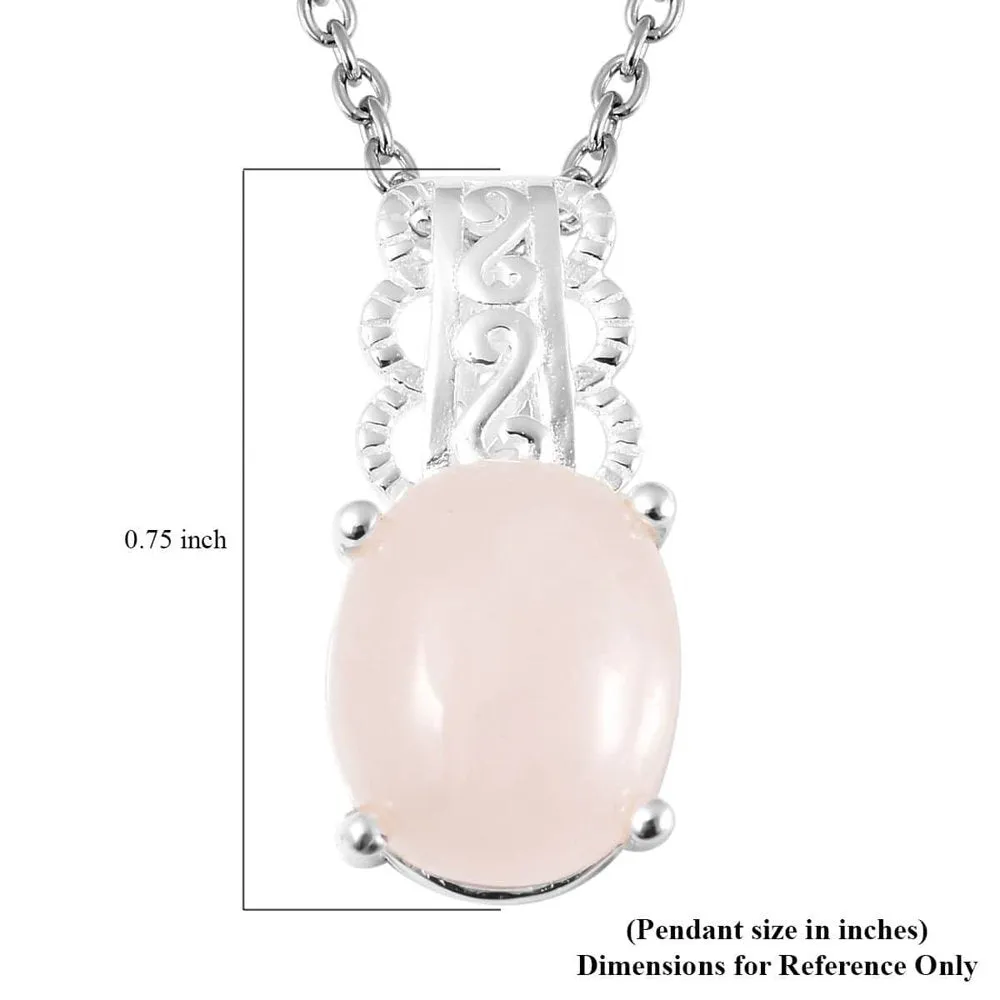 Women Rose Quartz Sterling Silver Chain Necklace Pendant 18" Ct 3.5 Pink Jewelry Birthday Mothers Day Gifts for Mom
