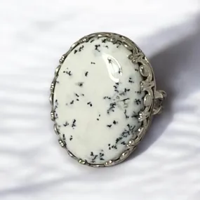 Women's Dendritic Opal Natural Gemstone Ring