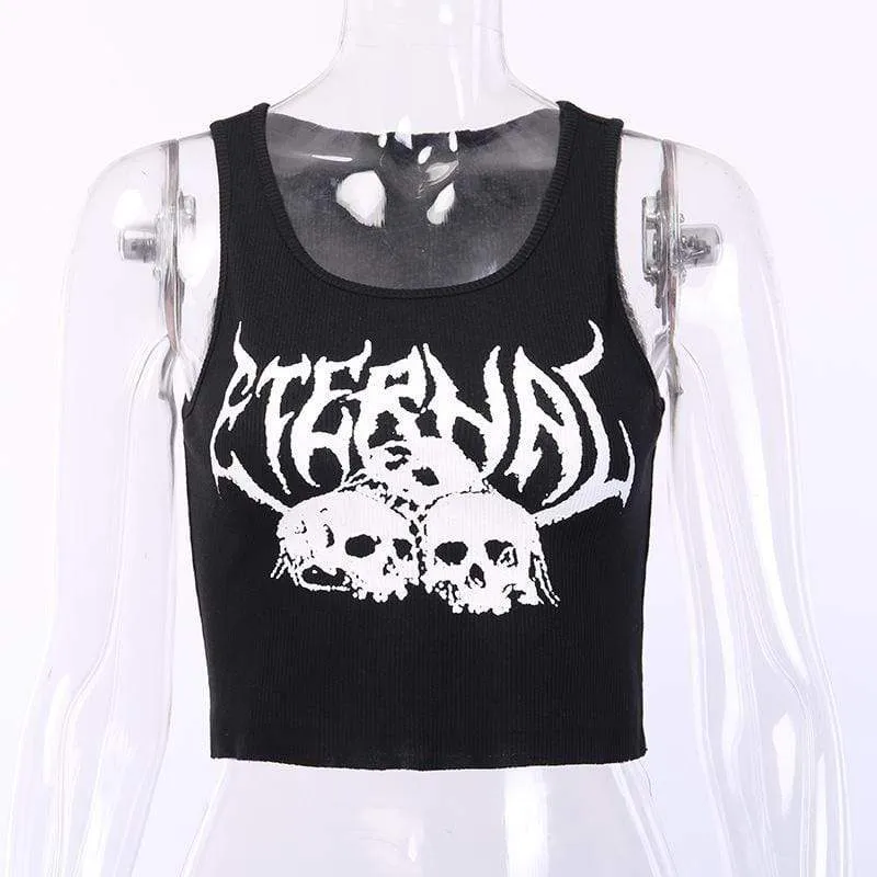 Women's Knitted Skull Printed Tank Tops