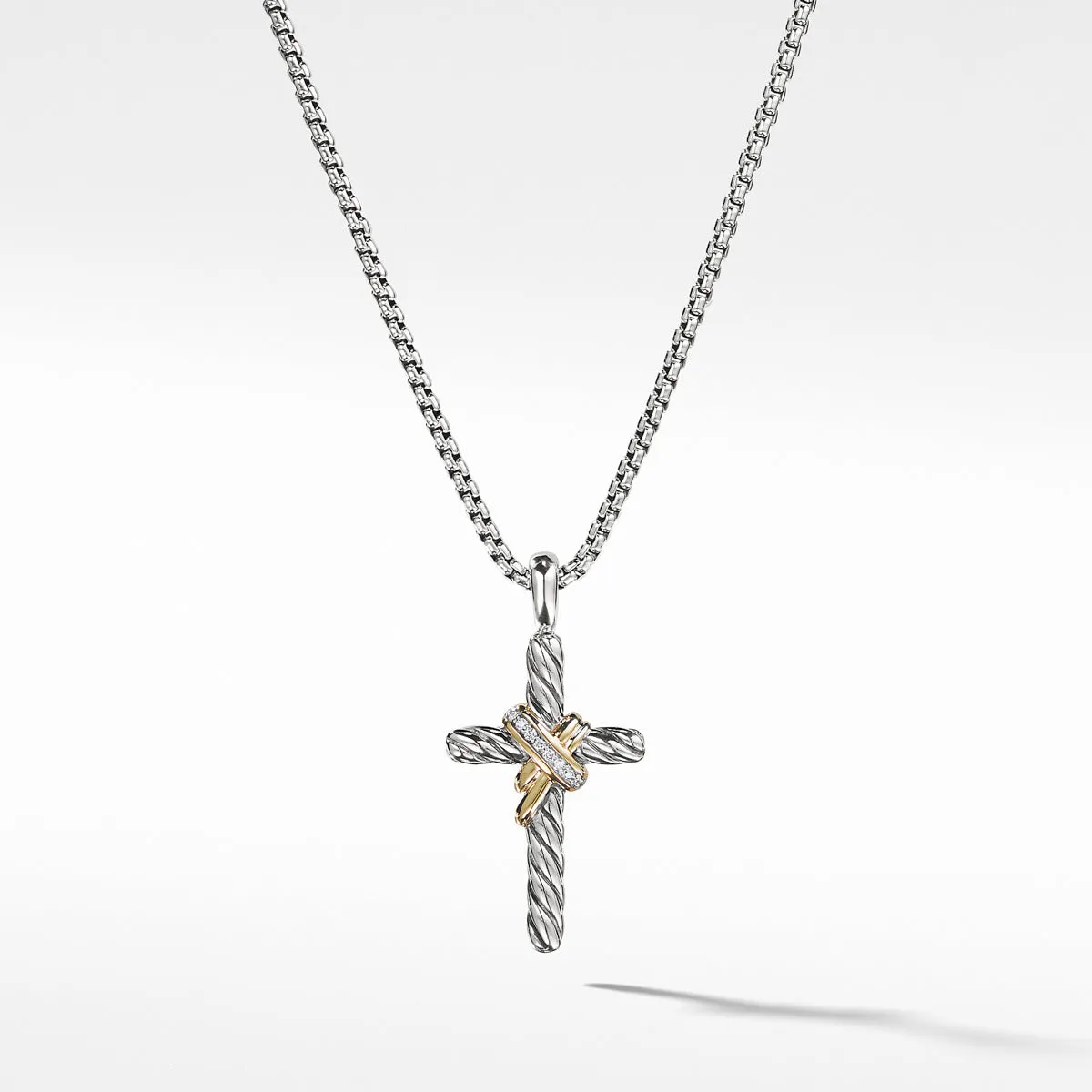 X Cross Necklace with Diamonds and Gold