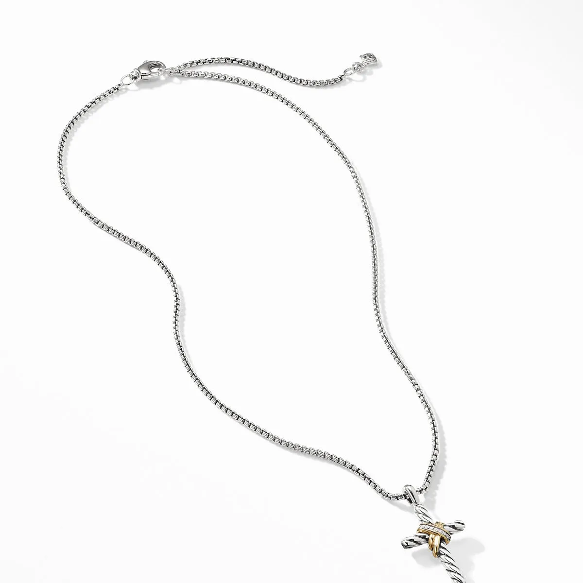 X Cross Necklace with Diamonds and Gold