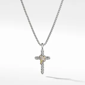 X Cross Necklace with Diamonds and Gold