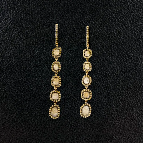 Yellow Diamond Slice Dangle Earrings