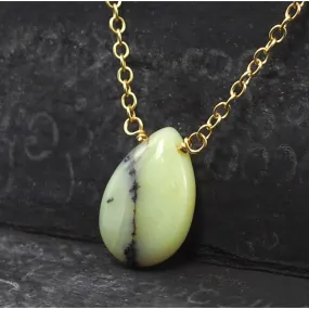 Yellow Opal Necklace On Gold Filled Chain With Gold Filled Trigger Clasp
